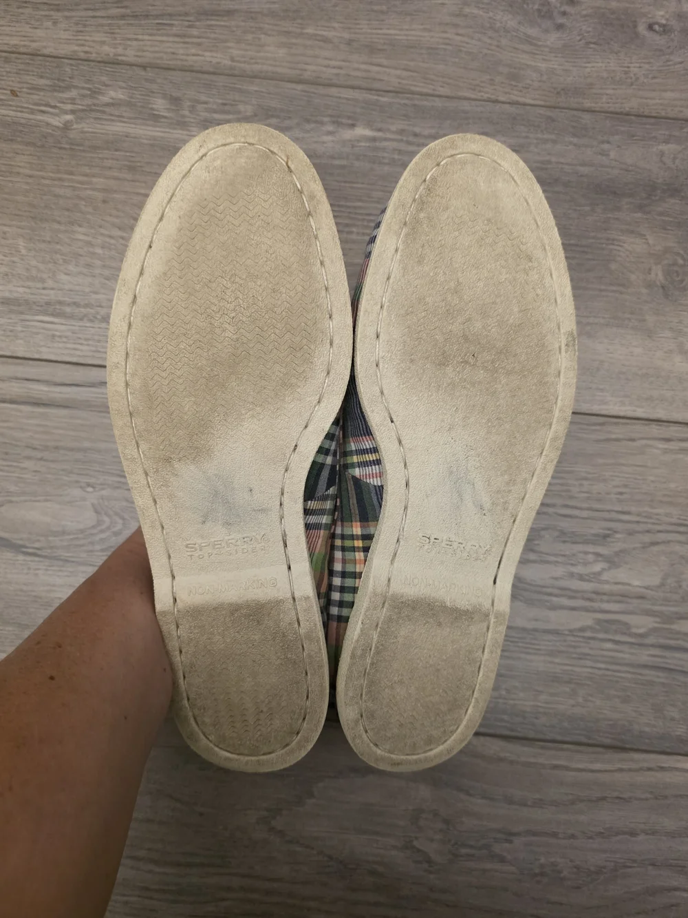 Sperry Multicolor Plaid Boat Shoes with Brown Laces